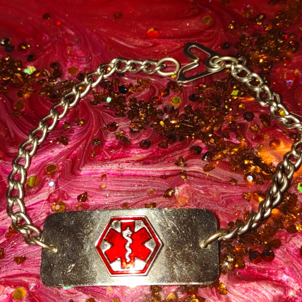 Stainless steel penicillin allergy medical ID bracelet